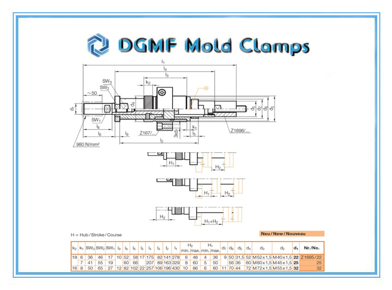 DGMF Mold Clamps Co., Ltd - Z1695 Two-stage Ejector Drawing