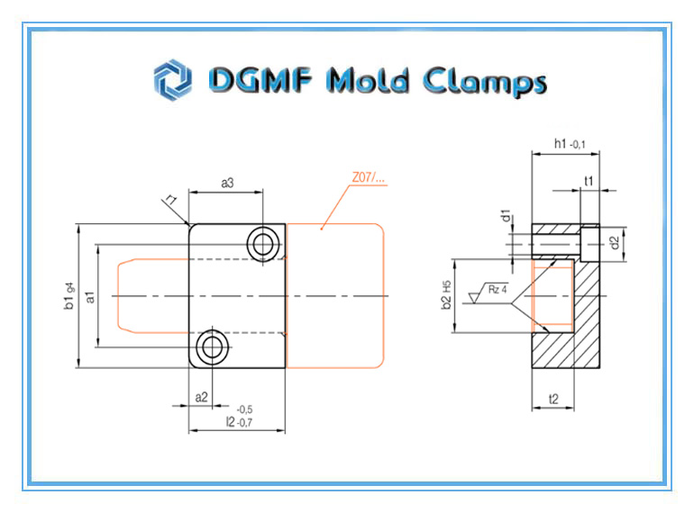 DGMF Mold Clamps Co., Ltd - Z17 Rectangular Guide Retainer Drawing