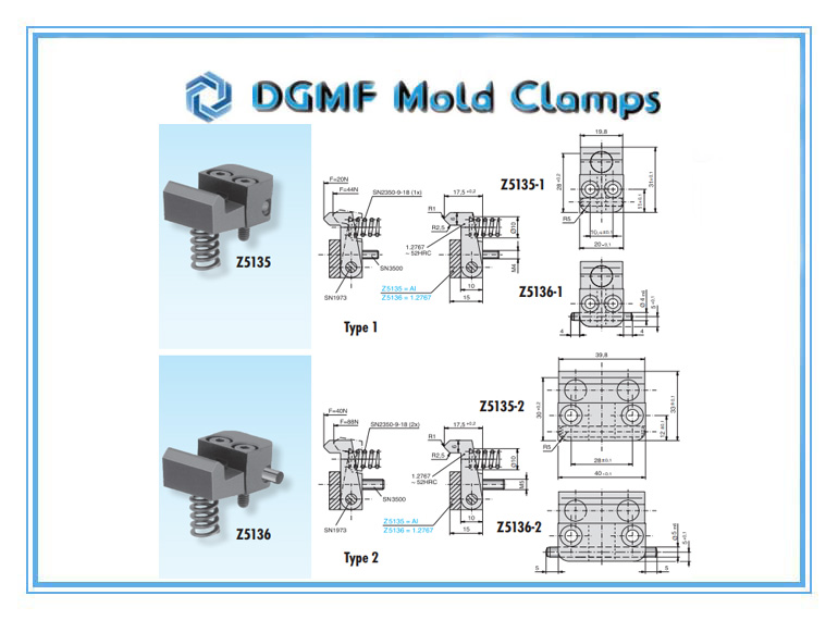 DGMF Mold Clamps Co.,Ltd - Mold Slide Retainer Z5135 Z5136 Slide Holding Device Drawing