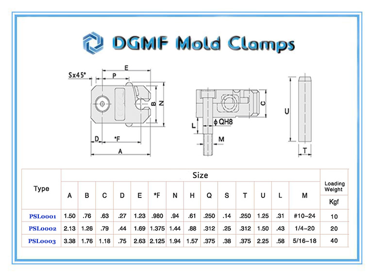 DGMF Mold Clamps Co.,Ltd - PSL British Slide Retainer Specification