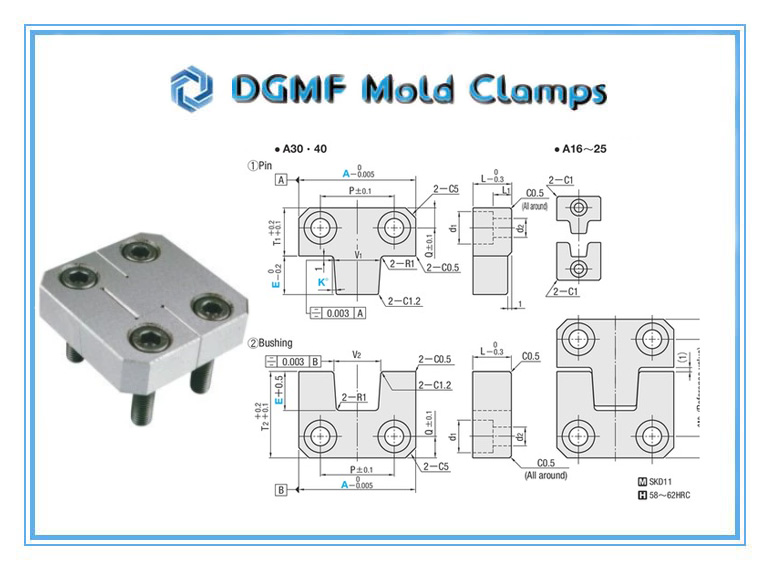 DGMF Mold Clamps Co。， Ltd - Side Installation Type TSSB Series Oil Groove Type Positioning Block Set Drawing